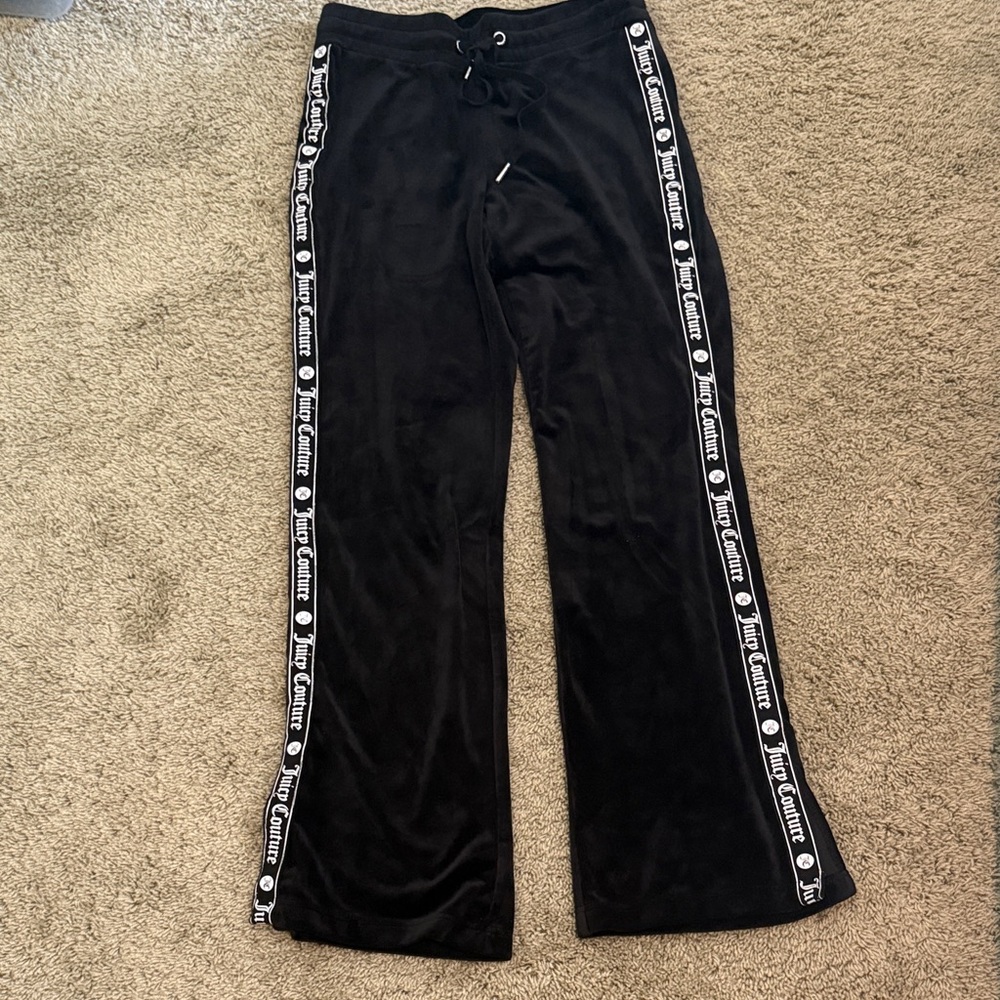 Juicy Couture Black Velour Pants with Logo Detail